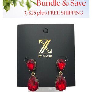3/$25  NWOT Z by Zaxie Red Stone Dangle Teardrop Earrings